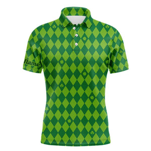 Personalized Green argyle pattern Men golf polo shirts Custom St Patrick day golf tops for men NQS9545