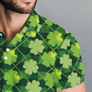 Personalized Green argyle shamrock pattern Men golf polo shirts Custom St Patrick day men golf tops NQS9546