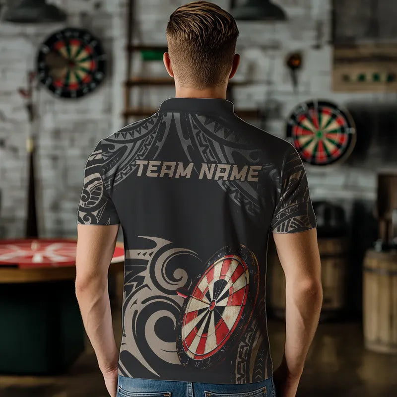 Personalized Black tribal pattern Darts Shirts For Men Custom Retro Team Darts Jerseys NQS9551
