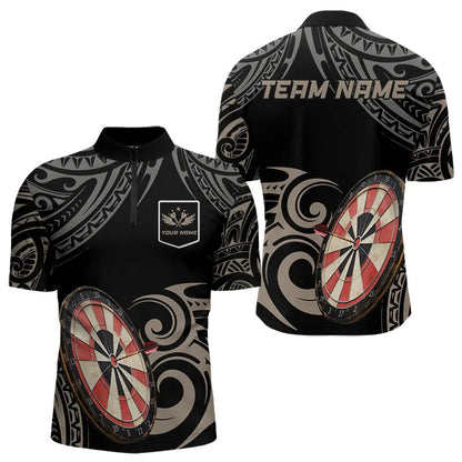 Personalized Black tribal pattern Darts Shirts For Men Custom Retro Team Darts Jerseys NQS9551
