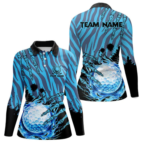 Personalized Funny Claw Blue Camo Golf Polo Shirts For Women Custom ladies golf tops outfit NQS9705