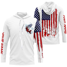 Load image into Gallery viewer, American flag Walleye fishing personalized patriotic UV Protection Fishing Shirts for mens, women, kid NQS5483