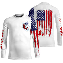 Load image into Gallery viewer, American flag Walleye fishing personalized patriotic UV Protection Fishing Shirts for mens, women, kid NQS5483