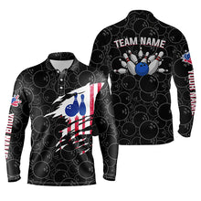Load image into Gallery viewer, Bowling polo Shirt Mens Bowling Jerseys Personalized American flag black pattern Bowling Team Shirt NQS5491