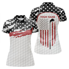 Load image into Gallery viewer, Womens golf polo shirts custom golf club American flag patriotic white golf shirts for women NQS5756