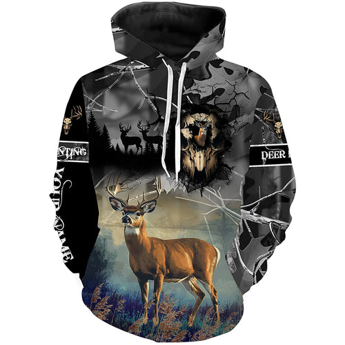 Deer hunting Skull camo Custom Name 3D All over print shirts - personalized hunting gifts - NQS729