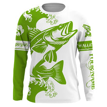 Load image into Gallery viewer, Personalized Walleye fishing tattoo jerseys, Walleye Long Sleeve Fishing tournament shirts | Green NQS3767