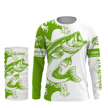 Load image into Gallery viewer, Personalized Largemouth bass fishing tattoo jerseys, Bass Long Sleeve Fishing tournament shirts| Green NQS3768