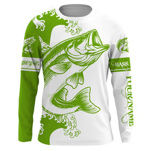 Load image into Gallery viewer, Personalized Largemouth bass fishing tattoo jerseys, Bass Long Sleeve Fishing tournament shirts| Green NQS3768