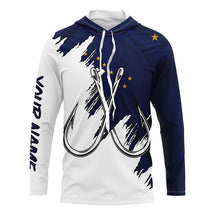 Load image into Gallery viewer, Alaska flag AK Fishing Fish Hook UV protection custom long sleeve Patriotic fishing apparel NQS8265