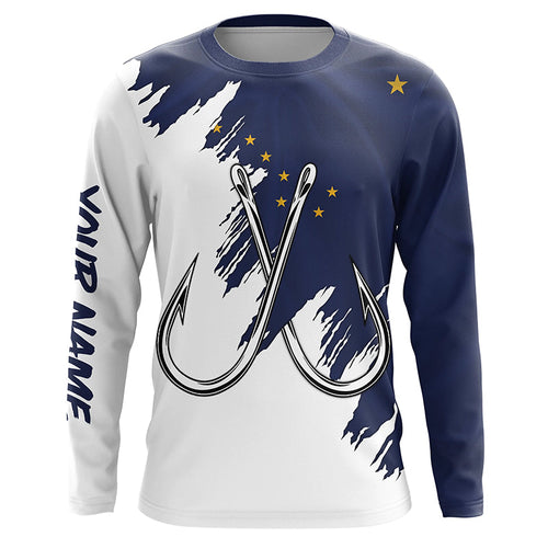 Alaska flag AK Fishing Fish Hook UV protection custom long sleeve Patriotic fishing apparel NQS8265