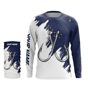 Alaska flag AK Fishing Fish Hook UV protection custom long sleeve Patriotic fishing apparel NQS8265