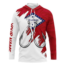 Load image into Gallery viewer, Arkansas flag AR Fishing Fish Hook UV protection custom long sleeve Patriotic fishing apparel NQS8266