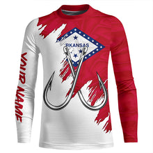 Load image into Gallery viewer, Arkansas flag AR Fishing Fish Hook UV protection custom long sleeve Patriotic fishing apparel NQS8266