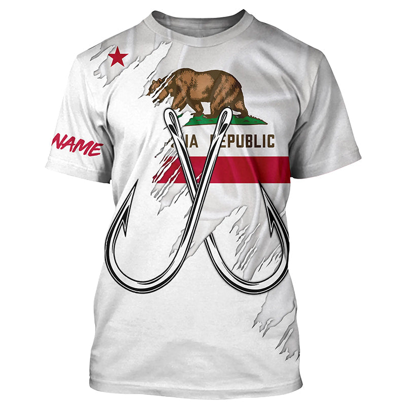 California flag CA Fishing Fish Hook UV protection custom long sleeve Patriotic fishing apparel NQS8267