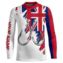 Load image into Gallery viewer, Hawaiian flag HI Fishing Fish Hook UV protection custom long sleeve Patriotic fishing apparel NQS8269