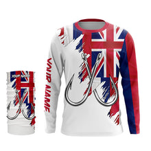 Load image into Gallery viewer, Hawaiian flag HI Fishing Fish Hook UV protection custom long sleeve Patriotic fishing apparel NQS8269