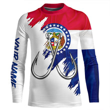 Load image into Gallery viewer, Missouri flag MO Fishing Fish Hook UV protection custom long sleeve Patriotic fishing apparel NQS8271