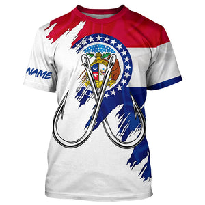 Missouri flag MO Fishing Fish Hook UV protection custom long sleeve Patriotic fishing apparel NQS8271