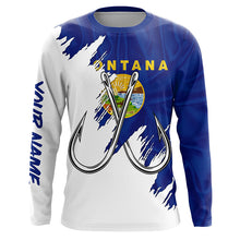 Load image into Gallery viewer, Montana flag MT Fishing Fish Hook UV protection custom long sleeve Patriotic fishing apparel NQS8272