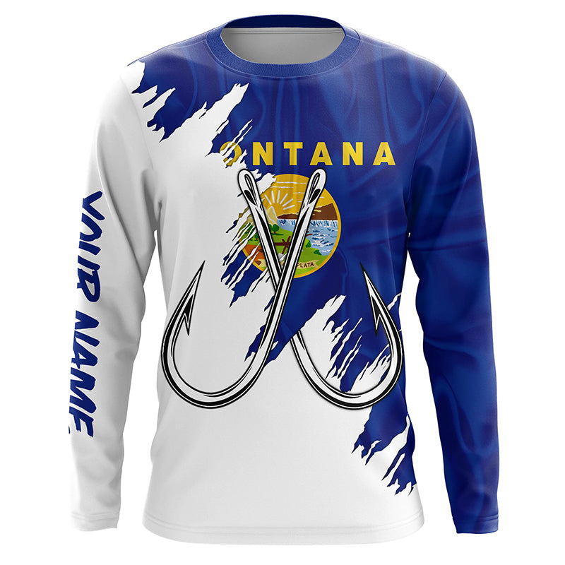 Montana flag MT Fishing Fish Hook UV protection custom long sleeve Patriotic fishing apparel NQS8272