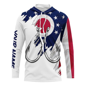 Ohio flag OH Fishing Fish Hook UV protection custom long sleeve Patriotic fishing apparel NQS8274