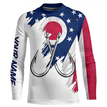 Load image into Gallery viewer, Ohio flag OH Fishing Fish Hook UV protection custom long sleeve Patriotic fishing apparel NQS8274