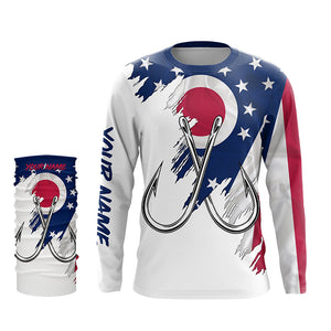 Ohio flag OH Fishing Fish Hook UV protection custom long sleeve Patriotic fishing apparel NQS8274