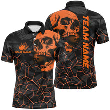 Load image into Gallery viewer, Black Skull camo bowling shirt for men custom bowling team jerseys, gifts for bowlers | Orange NQS8276