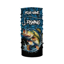 Load image into Gallery viewer, Largemouth bass Fish blue camo fishing Custom name long sleeves fishing shirts NQS4142