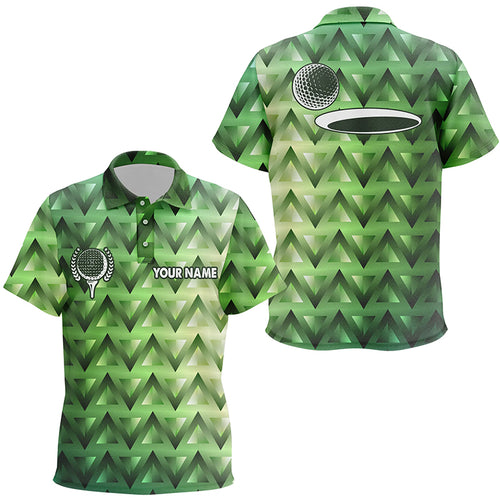Green triangle pattern Kid golf polo shirts custom golf tops for Kid, golfing gifts NQS6629