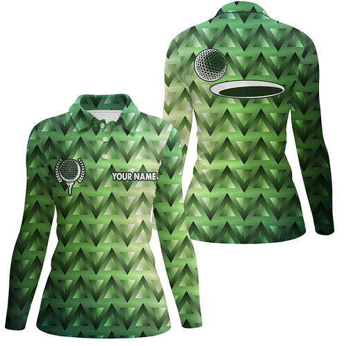 Green triangle pattern Womens golf polo shirt custom golf tops for ladies, golf gifts NQS6629