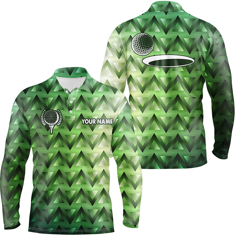 Green triangle pattern Mens golf polo shirts custom golf tops for mens, golfing gifts NQS6629