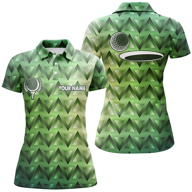 Green triangle pattern Womens golf polo shirt custom golf tops for ladies, golf gifts NQS6629