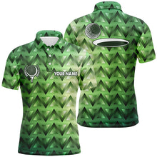 Load image into Gallery viewer, Green triangle pattern Mens golf polo shirts custom golf tops for mens, golfing gifts NQS6629
