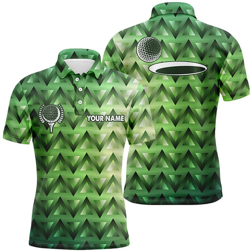 Green triangle pattern Mens golf polo shirts custom golf tops for mens, golfing gifts NQS6629