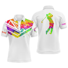 Load image into Gallery viewer, Mens golf polo shirts watercolor New Zealand flag custom name white golf shirt NQS4362