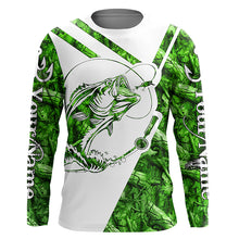 Load image into Gallery viewer, Largemouth Bass Fishing green camo performance fishing shirts Custom long sleeves shirts NQSD175