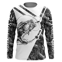 Load image into Gallery viewer, Largemouth Bass Fishing gray camo performance fishing shirts Customize name long sleeves shirts NQSD176