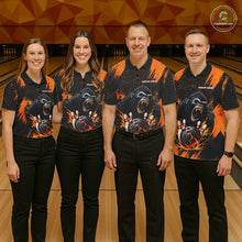 Load image into Gallery viewer, Black and Orange pattern Angry Gorilla Bowling shirts For Men Custom Gorilla Team Bowling Jerseys NQS11278