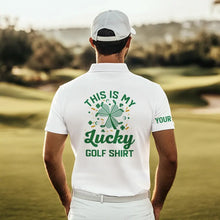 Load image into Gallery viewer, Irish American Flag Men golf polo shirts Custom St Patrick Day This is my lucky golf shirt NQS9398