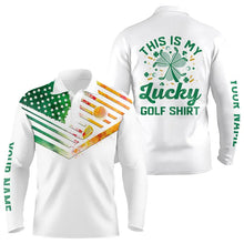 Load image into Gallery viewer, Irish American Flag Men golf polo shirts Custom St Patrick Day This is my lucky golf shirt NQS9398