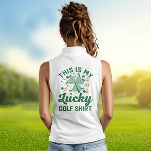 Irish American Flag Women sleeveless polo shirt St Patrick Day This is my lucky golf shirt NQS9398