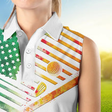 Load image into Gallery viewer, Irish American Flag Women sleeveless polo shirt St Patrick Day This is my lucky golf shirt NQS9398