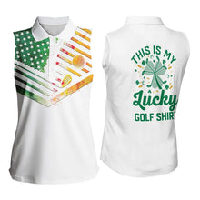 Load image into Gallery viewer, Irish American Flag Women sleeveless polo shirt St Patrick Day This is my lucky golf shirt NQS9398