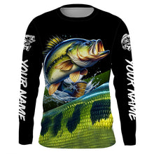 Load image into Gallery viewer, Personalized green bass scales Fishing jerseys, Custom Long Sleeve Performance bass Fishing Shirt NQS4948