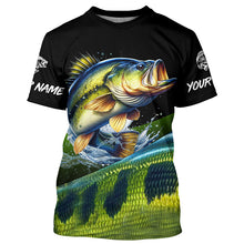 Load image into Gallery viewer, Personalized green bass scales Fishing jerseys, Custom Long Sleeve Performance bass Fishing Shirt NQS4948