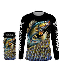 Load image into Gallery viewer, Personalized Walleye scales Fishing jerseys, Custom Long Sleeve Performance walleye Fishing Shirts NQS4949