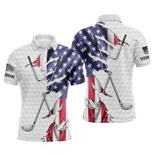 Load image into Gallery viewer, Red, white, and blue American flag men golf polo shirts custom patriotic golf performance shirts NQS5498