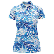 Load image into Gallery viewer, Women golf polo shirts custom blue tropical pattern golf tops for ladies, golfing gifts for team NQS7636